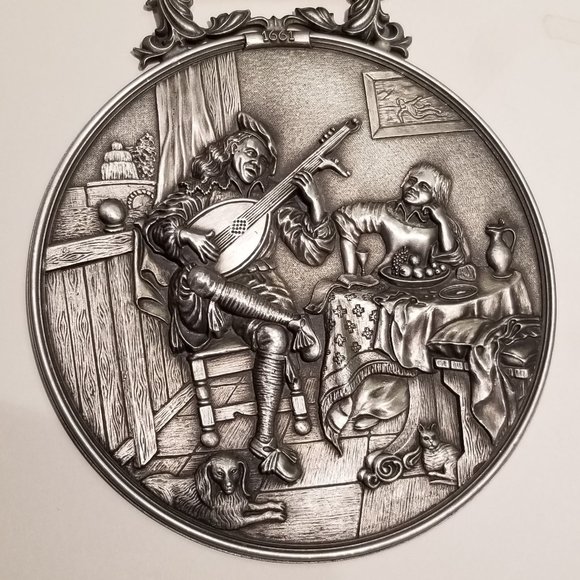 WMF Zinn Pewter Wall Plaque Germany / Tribute to Dutch Painter Hendrick M. Sorgh - Picture 5 of 7